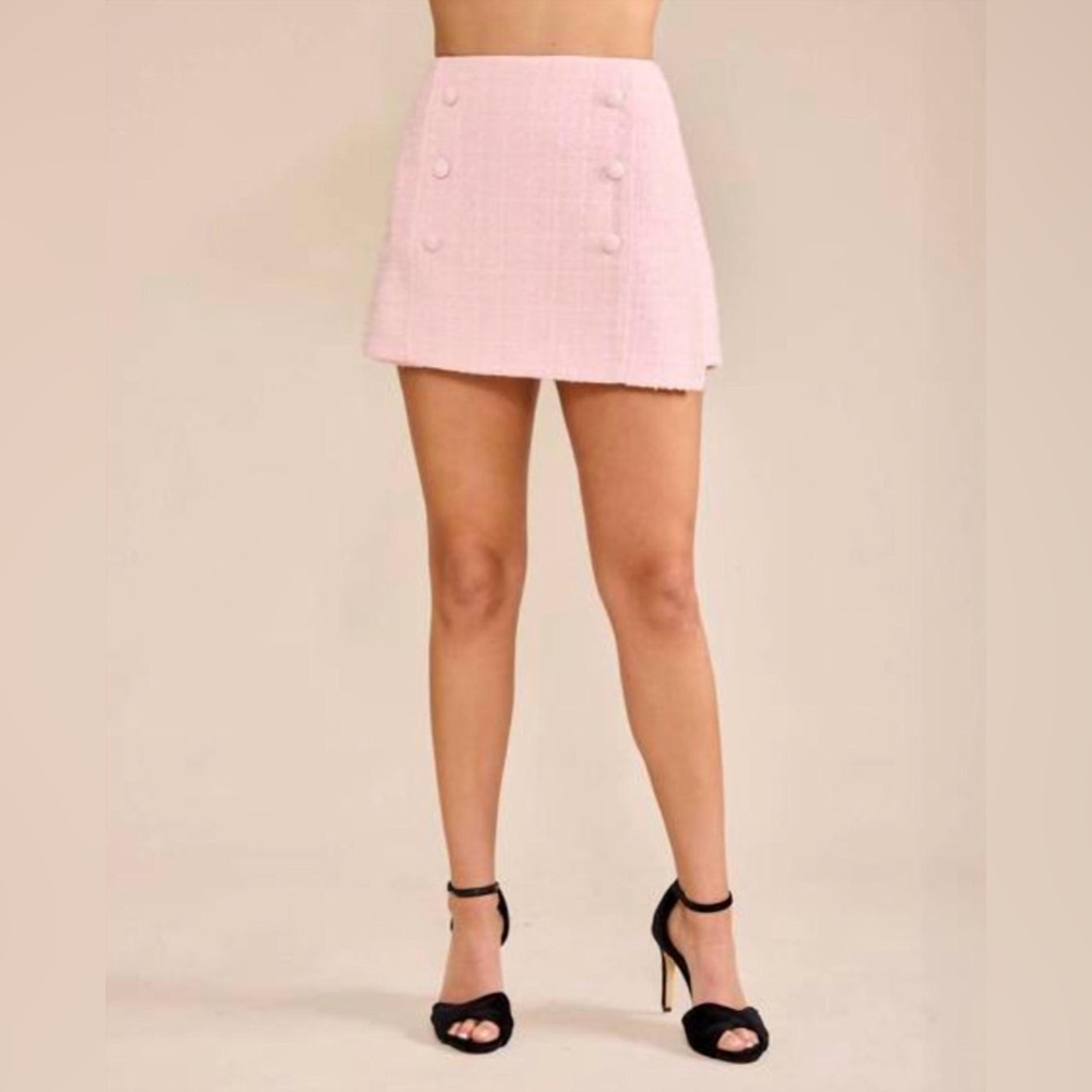 NWT Tobie Mini Skirt In Light Pink - SEDGE
